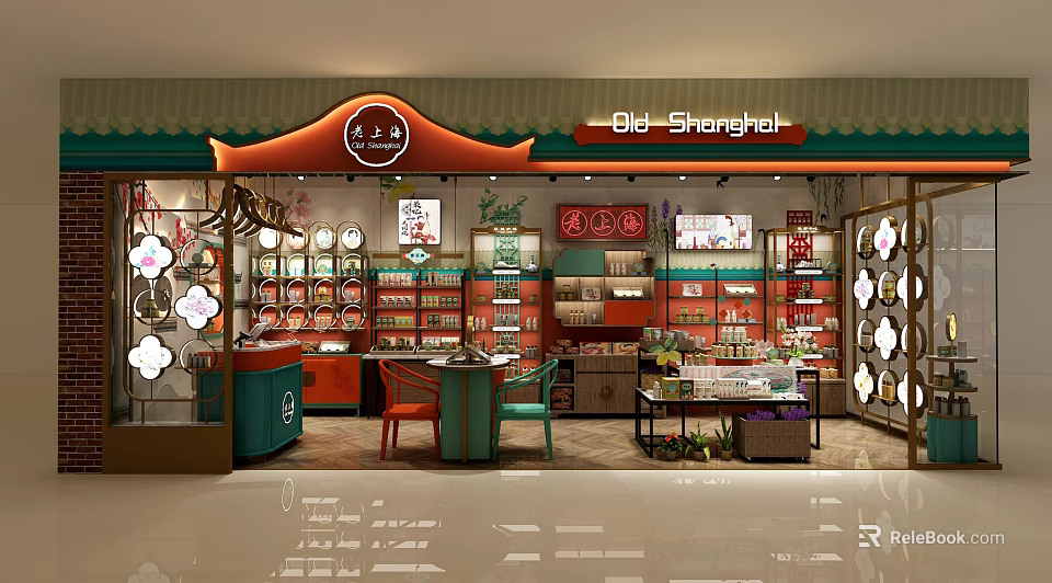 Old Shanghai Style Specialty Store With Traditional Decor And Product Displays 3d model 