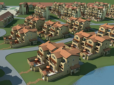 European Villa Area Villa 3d model