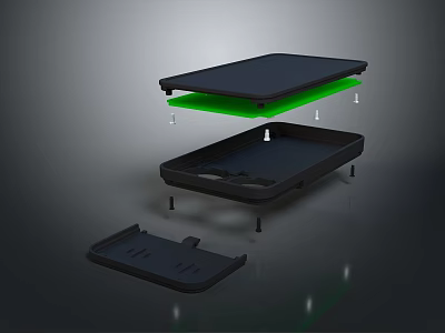 Disassembled Laptop Components Showing Screen Base Case And Internal Structure 3d model