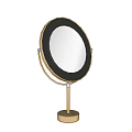Elegant Round Bathroom Mirror With Golden Stand And Pedestal Base