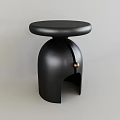 Black Modern Side Table With Sleek Design And Brass Accent Detail