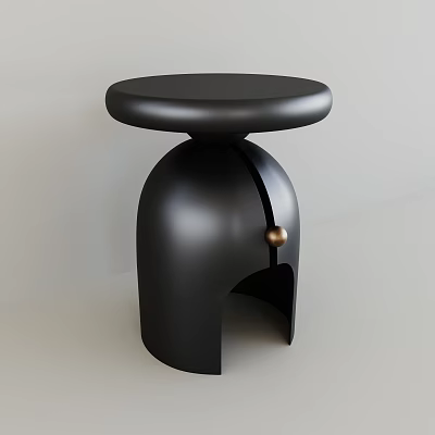 Black Modern Side Table With Sleek Design And Brass Accent Detail 3d model