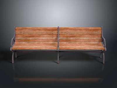 Minimalist Style Wooden Bench With Wooden Seat and Backrest And Metal Legs 3d model
