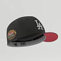 Black Baseball Cap With Red Brim White LA Logo And Colorful Side Patch New Era