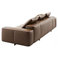 Brown Leather and Light Gray Fabric Sofas with Decorative Cushions 3d model