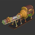 Golden And Red Industrial Mechanical Equipment With Transparent Tubes Support Legs And Base