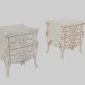 Elegant White Nightstand With Ornate Carvings Gold Accents And Drawers