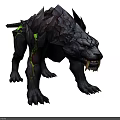 Black Panther Like Monster Character With Green Glowing Spiked Structures For Games And Movies