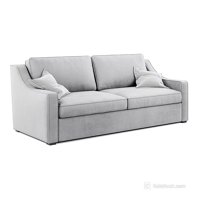 Light Gray Two Seater Sofa With Throw Pillows Modern Living Room Design 3d model