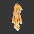 Yellow Household Towel With White Trim Hanging For Daily Use