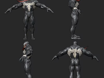 Game Movie Character Venom 3D Model With Multiple Angles And Black Symbiote Design 3d model