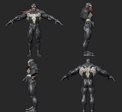 Game Movie Character Venom 3D Model With Multiple Angles And Black Symbiote Design 3d model