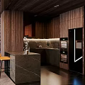Modern Living And Dining Room Interior Design With Wooden Paneling Yellow Armchair And TV Wall