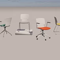 Modern Office Chairs In White Gray Orange Yellow With Stylish Design Wheels And Fixed Bases