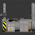 Industrial Mechanical Pump With Vertical Pipes Motor And Safety Warning Stripes