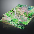 3D Garden Landscape Model with Green Vegetation Mountain Terrain and Paths