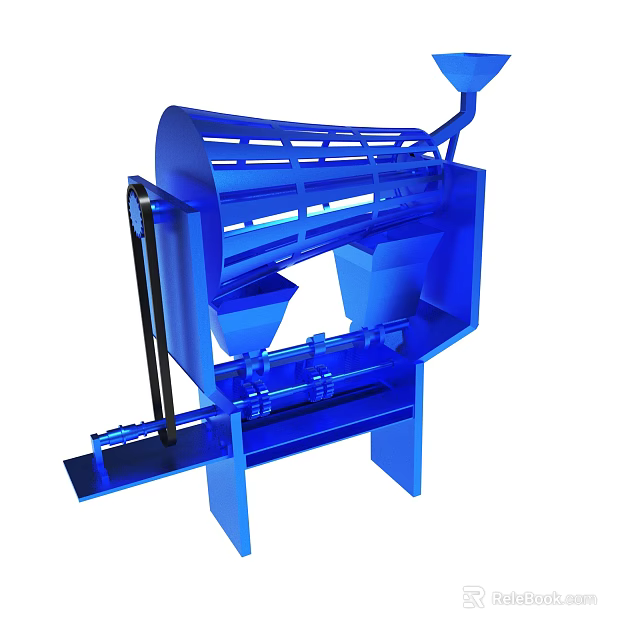 Blue Industrial Machinery With Double Funnel And Frame Structure 3d model 