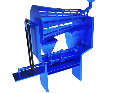 Blue Industrial Machinery With Double Funnel And Frame Structure 3d model