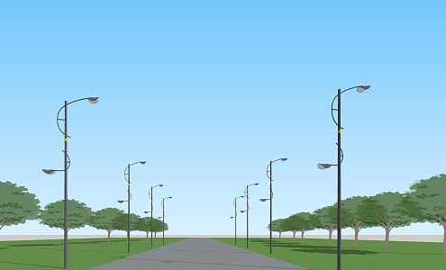 Street lamp high pole street lamp municipal street lamp outdoor street lamp high and low street lamp 3d model