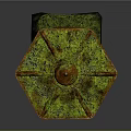 Traditional Japanese Stone Lantern With Moss Covered Top Ornate Carvings And Stone Base