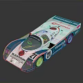 White Racing Car With Blue Pink Stripes Numbers 21 27 Sponsor Blackthorn Porsche Sleek Design