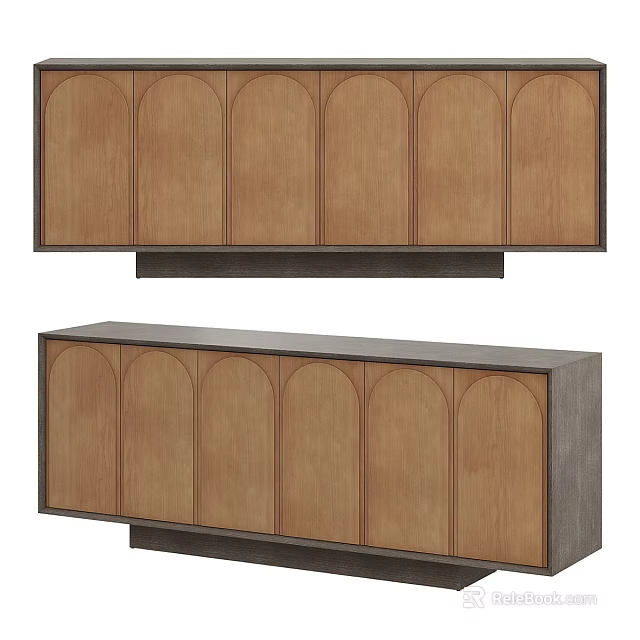 Modern Wooden TV Cabinet With Arched Door Design And Sleek Structure 3d model 