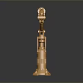 Shiny Golden Robotic Arm 3D Rendered with Mechanical Joints and Base