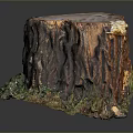 Natural Wood Stone Decorative Stump With Textured Surface And Grass Base Design