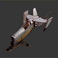 Futuristic Silver And Yellow Aircraft Model With Wings Cockpit And Landing Gear