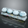 Industrial Equipment With Four White Cylindrical Tanks And Metal Base Frame For Industrial Use