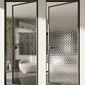 Modern Geometric Pattern Glass Doors In Bright Interior Space With Plants 3d model