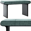 Elegant Modern Dressing Table With Green Upholstered Surface And Black Wooden Frame 3d model