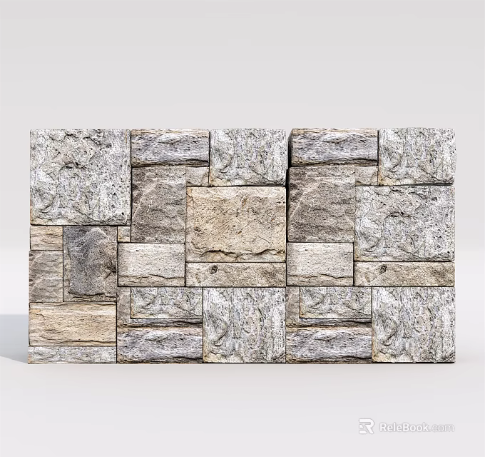 Natural Stone Interior Wall With Irregular Block Arrangement And Textured Surface 3d model