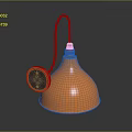 Modern Copper Funnel Shaped Lamp With Curved Metallic Rod And Circular Base