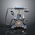 Vintage Antique Telephone With Rotary Dial Classic Metal Design Retro Style