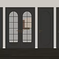Black Double Doors With Glass Design Golden Handles In Modern Interior With Wooden Floor