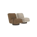 Modern Light Colored Single Sofa With Plush Fabric And Round Dark Wood Base 3d model