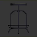 Modern Bar Stool With Orange Wooden Seat And Dark Metal Curved Frame Round Base