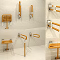 Orange Wall Mounted Bathroom Safety Grab Bars With Various Designs And Supports