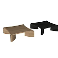 Modern Coffee Table With Wooden Top Black Finish And Unique Curved Leg Structure
