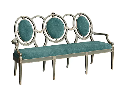 Ornate Dining Chair With Teal Upholstery Circular Backrest And Metal Frame 3d model