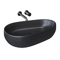 Modern Black And Beige Oval Countertop Washbasin With Faucet Design