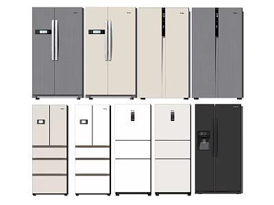 Modern Refrigerators And Freezers With Various Styles And Color Options 3d model