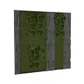 Green Plant Wall with Vertical Metal Strips for Modern Interior Design