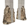 Concrete Columns With Natural Textured Stone-like Base Design In Modern Style