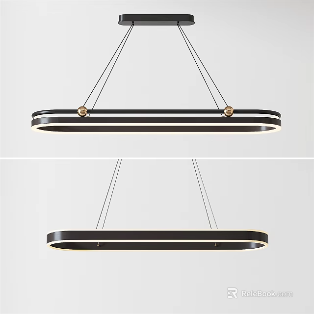 Modern Black Ring Shaped Pendant Light With Gold Metal Accents And Illuminated Design 3d model 