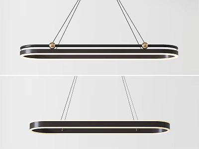 Modern Black Ring Shaped Pendant Light With Gold Metal Accents And Illuminated Design 3d model