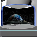 Solar System Planetary Exhibition With Orbital Paths Starry Background Information Charts And Display Stands 3d model