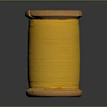 Vintage Wooden Spool with Bright Yellow Thread and Smooth Wooden Top Base