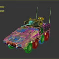 Armored Military Vehicle with Camouflage Paint 8x8 Wheel Design Mounted Turret Weapon and Communication Antennas